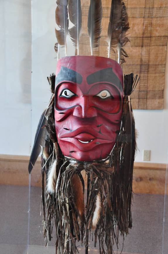 Máscara Tsimshian no Northern BC Museum, em Prince Rupert, na British Columbia, oeste do Canadá